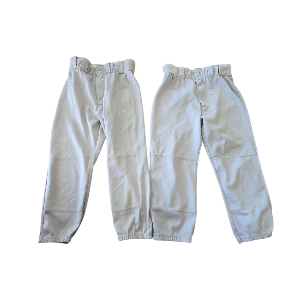 Kids Elastic Waist Light Gray Baseball Pants